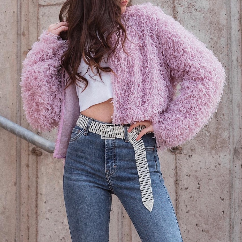 Zara Feather Cardigan - Purple